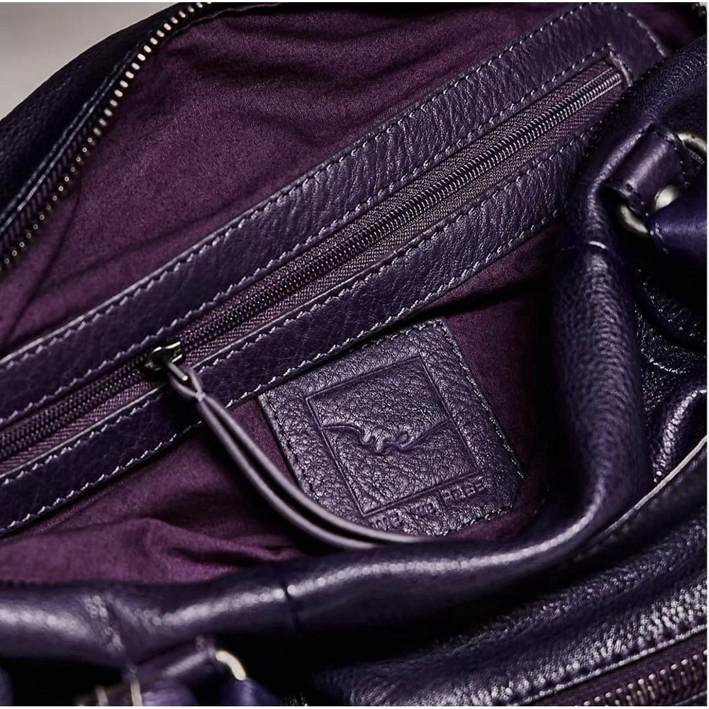 NWT We The Free People Baby Emerson MIDNIGHT ORCHID Leather Tote Bag Purple - Picture 11 of 11